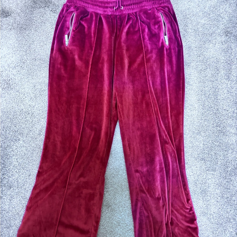 Guess Velvet Joggers in Deep Red